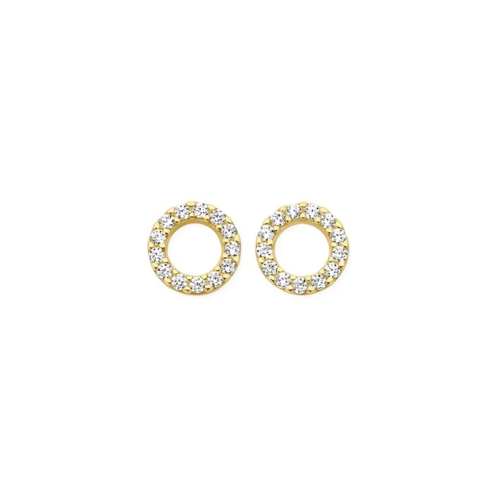 9ct Gold Cubic Zirconia Open Circle Stud Earrings