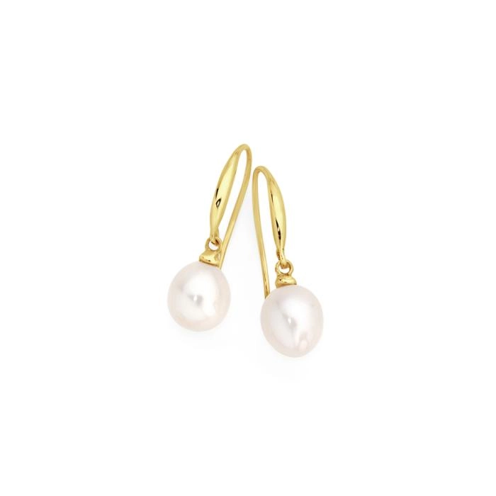 9ct Gold Cultured Freshwater Pearl Drop Earrings