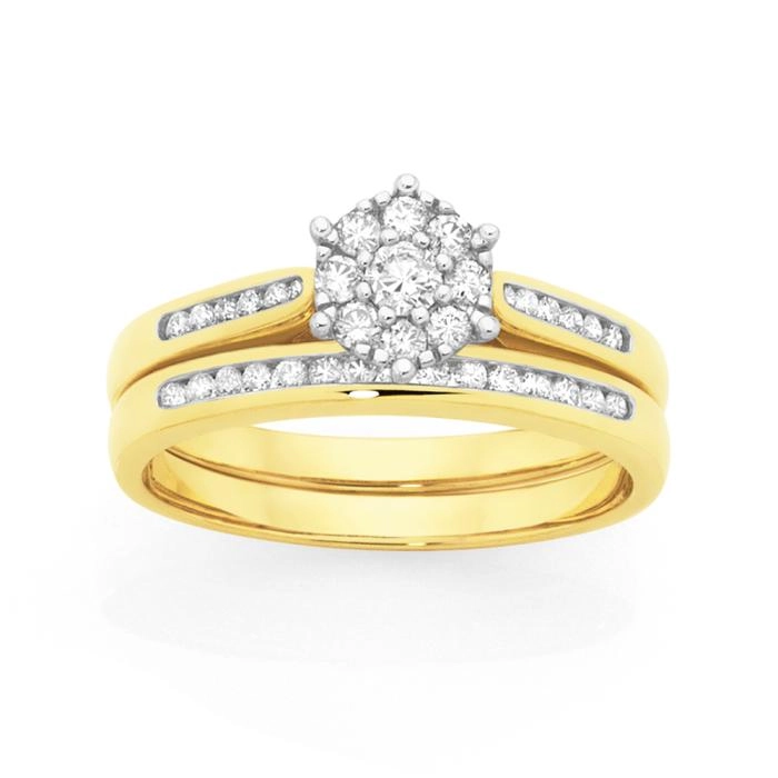 9ct Gold Diamond Bridal Set