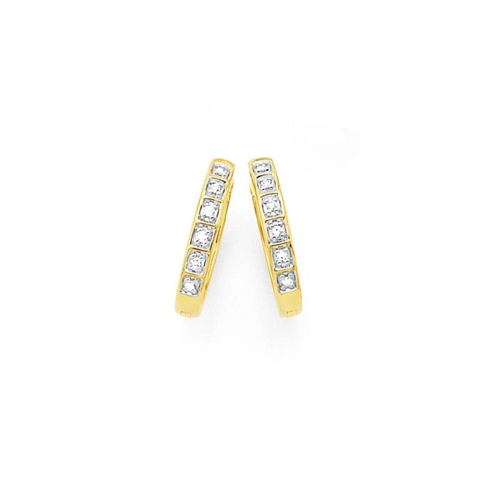 9ct Gold Diamond Huggie Earrings