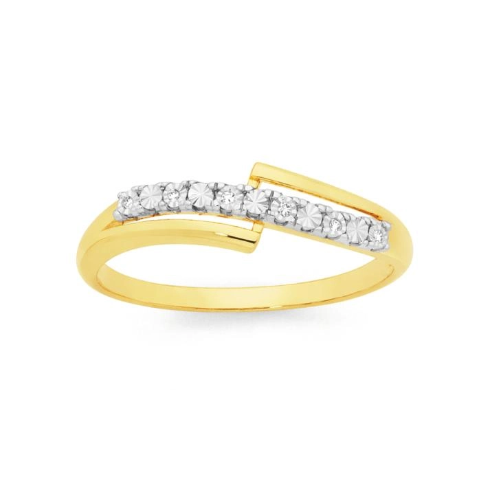 9ct Gold Diamond Offset Ring