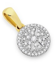 9ct Gold Diamond Round Cluster Pendant