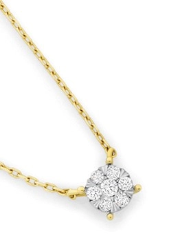 9ct Gold Diamond Small Cluster Necklet