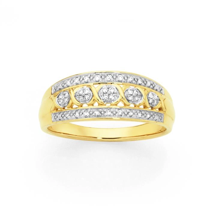 9ct Gold Diamond Swirl Band