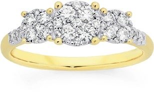 9ct Gold Diamond Trilogy Ring