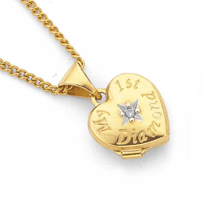 9ct Gold  'My First Diamond' Heart Locket