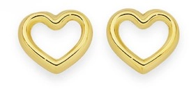 9ct Gold Open Heart Stud Earrings