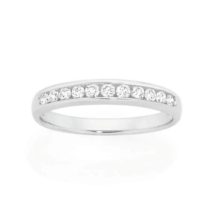 9ct White Gold Diamond Channel Set Band