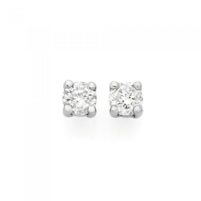 9ct White Gold Diamond Stud Earrings