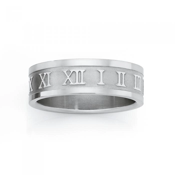 Stainless Steel Roman Numeral Men's Ring