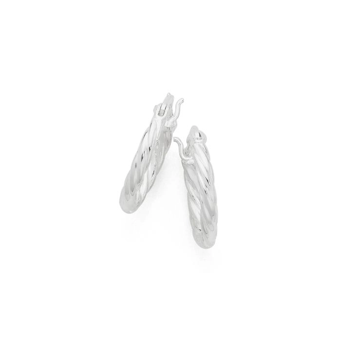 Sterling Silver 15mm Twist Hoop Earrings