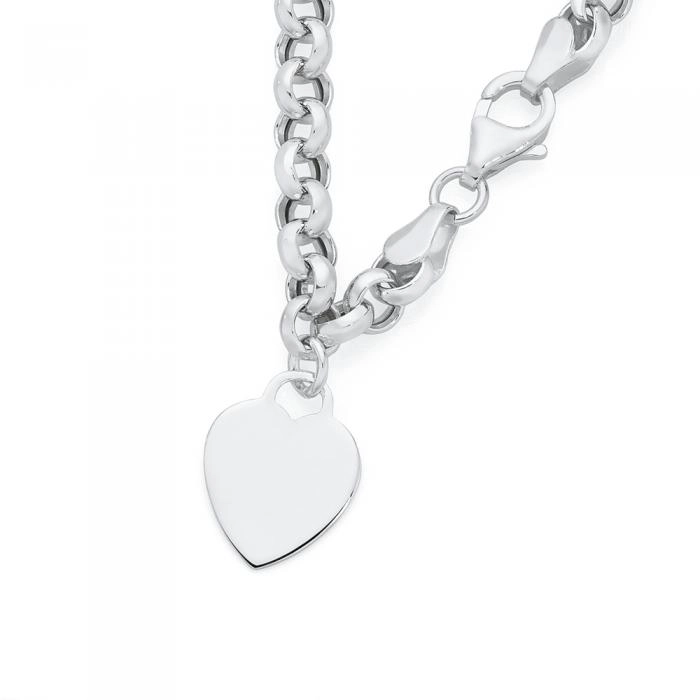 Sterling Silver 19cm Belcher With Heart Charm