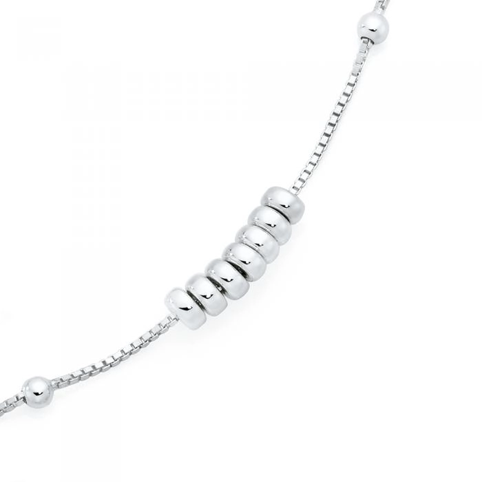 Sterling Silver 25cm 7 Lucky Rings Anklet