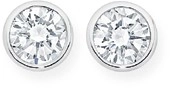 Sterling Silver 4mm Cubic Zirconia Round Bezel Stud Earrings