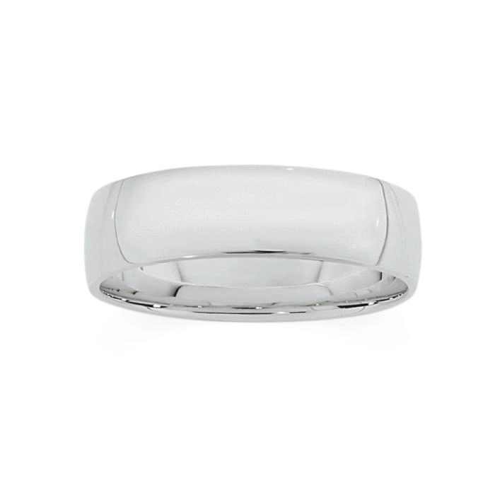 Sterling Silver 6mm Light Half Round Men's Ring