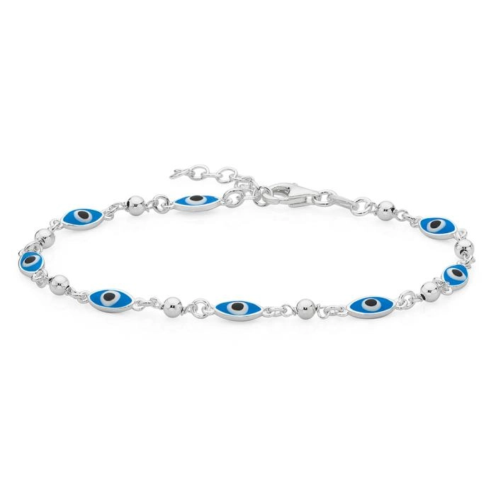 Sterling Silver Blue Evil Eye Braclet