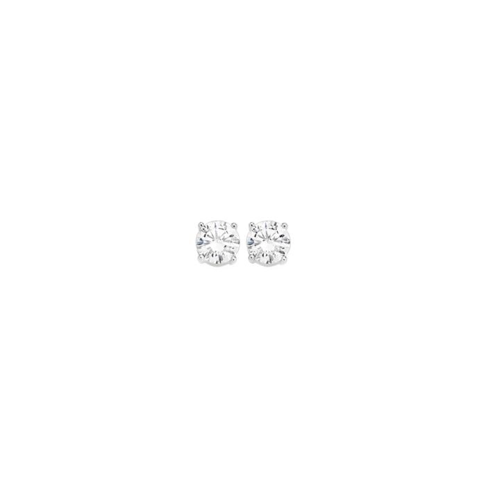 Sterling Silver Cubic Zirconia 4 Claw Hearts on Side Stud Earrings