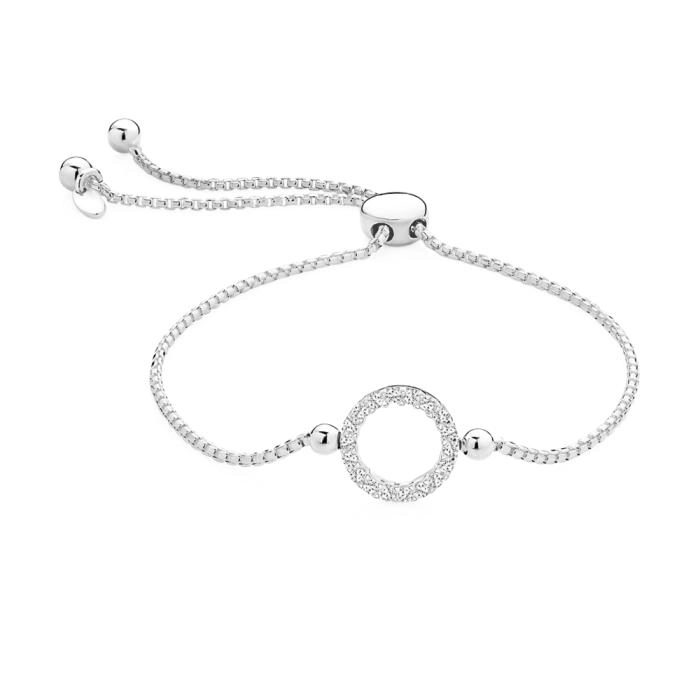 Sterling Silver Cubic Zirconia Circle Friendship Bracelet