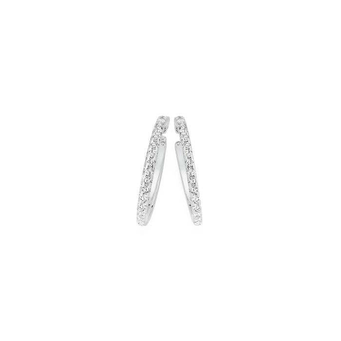 Sterling Silver Cubic Zirconia Claw Set Half Hoop Earrings