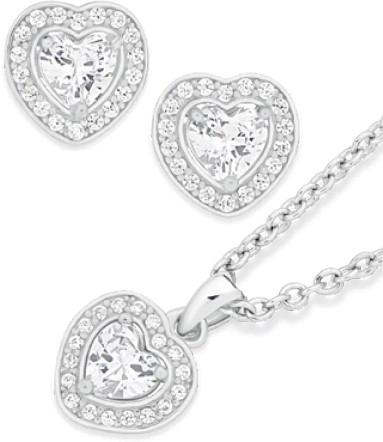 Sterling Silver Cubic Zirconia Earrings and Pendant Set