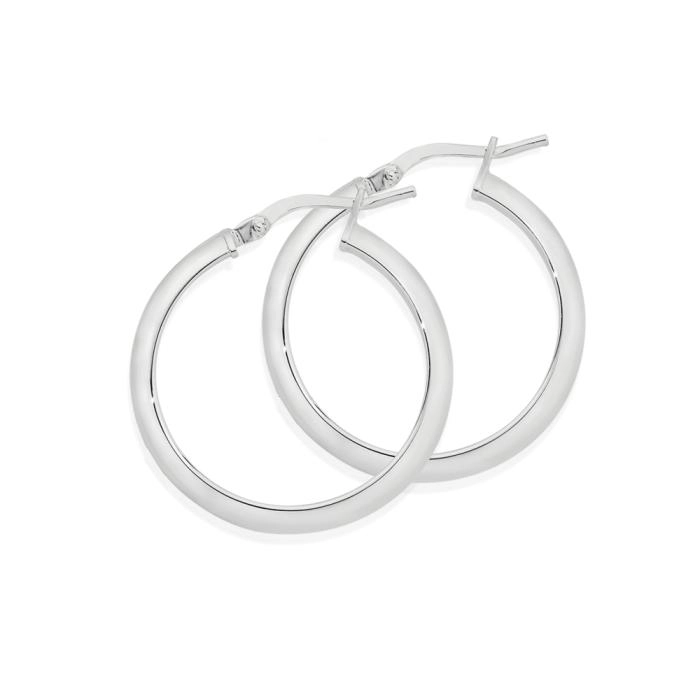 Sterling Silver Half Round Tube Hoop Earrings