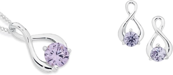 Sterling Silver Lavender Cubic Zirconia Loop Set of Two