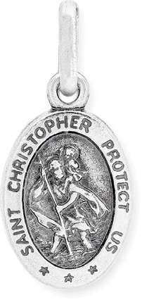 Sterling Silver Oxidise St Christopher Charm