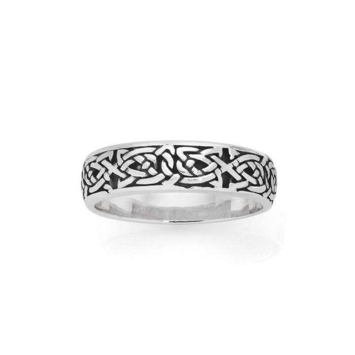 Sterling Silver Oxidised Celtic Plait Men's Ring