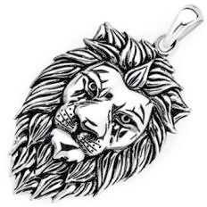 Sterling Silver Oxidised Lion Head Men's Pendant