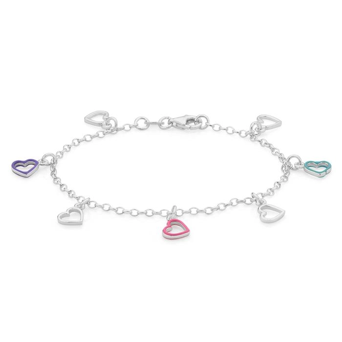 Sterling Silver Pink, Lavender & Blue Enamel Bracelet