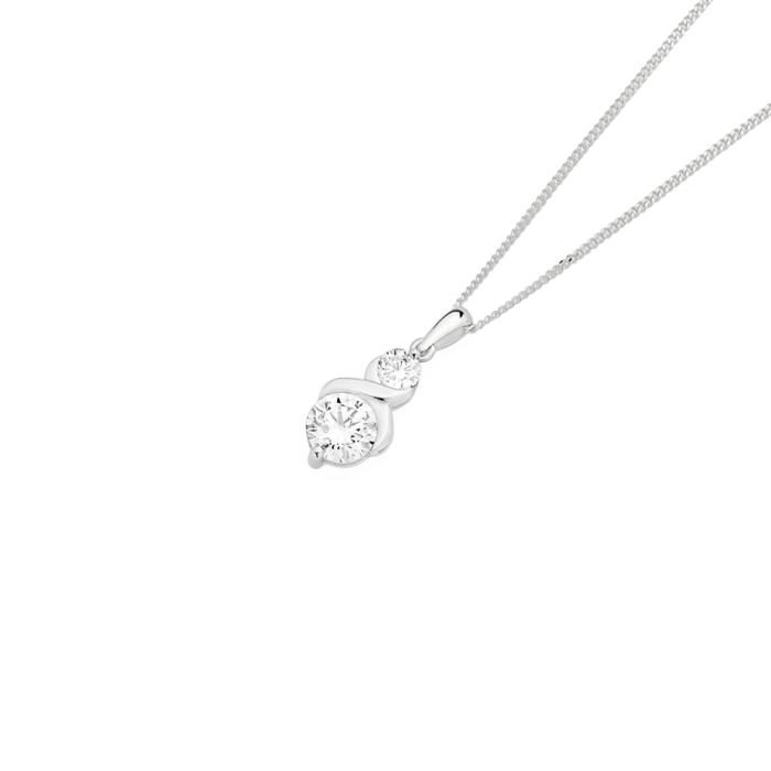 Sterling Silver Small & Large Cubic Zirconia With Twist Pendant