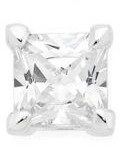 Sterling Silver Square Single Cubic Zirconia Stud Men's Earring