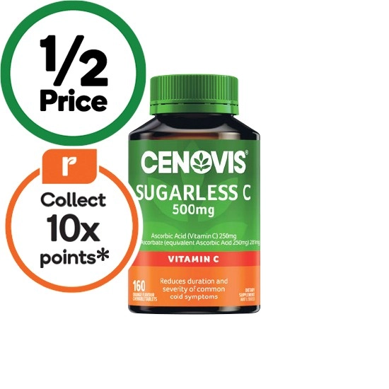 Cenovis Sugarless C 500mg Chewable Tablets Pk 160~