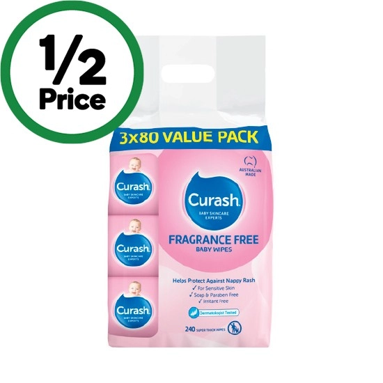 Curash Baby Wipes Fragrance Free Pk 240