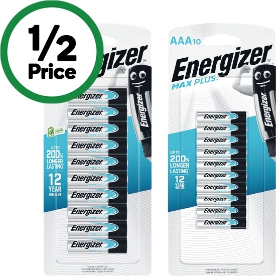 Energizer Max Plus Batteries AA or AAA Pk 10