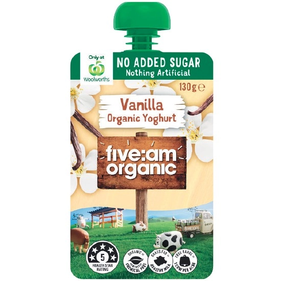 Five:AM Organic Yoghurt 130g – From the Fridge