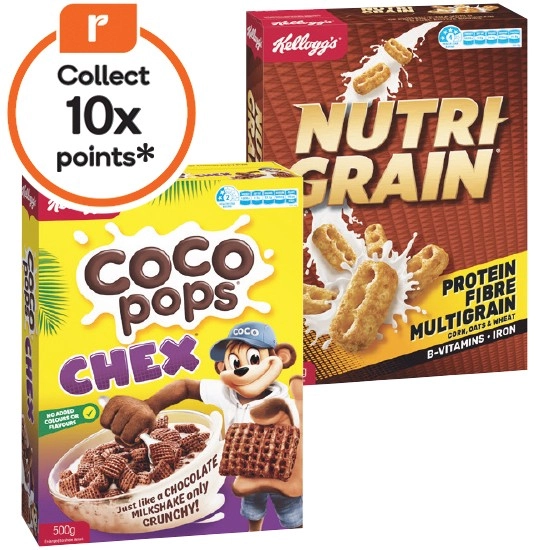 Kellogg's Coco Pops Chex 500g or Kellogg's Nutri-Grain 470g