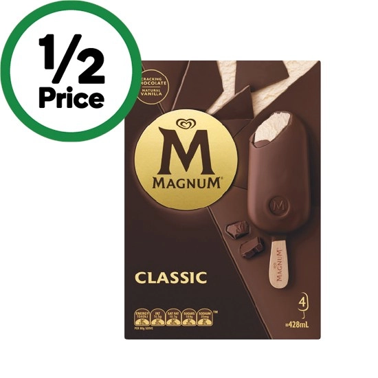 Streets Magnum or Magnum Minis 330-428ml Pk 4-6 – From the Freezer