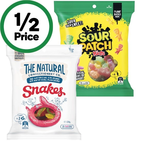 The Natural Confectionery Co. 130-230g, Sour Patch Kids 190g or Pascall Sugar Bags 160-300g