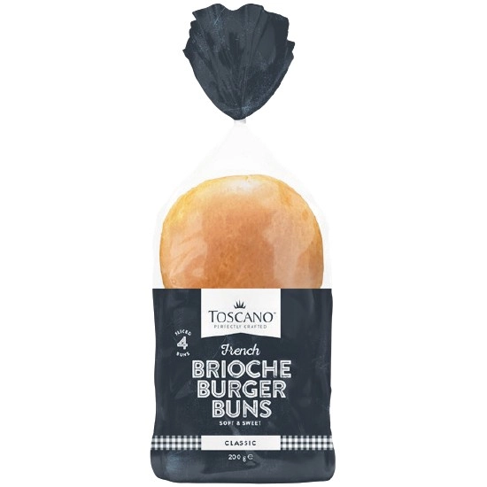 Toscano Brioche Burger Buns 200g Pk 4