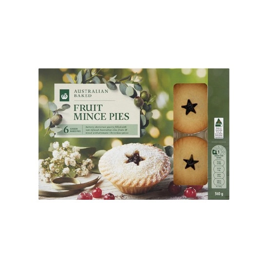 Woolworths Australian Baked Fruit Mince Pies Pk 6