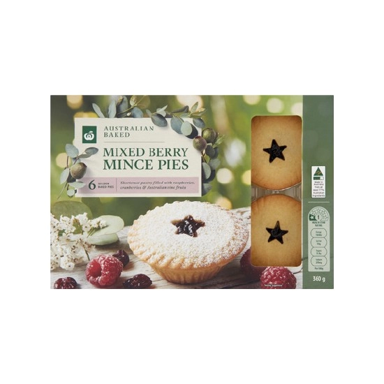 Woolworths Australian Baked Mixed Berry Mince Pies Pk 6