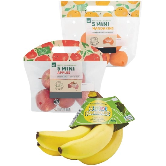 Woolworths Australian Mini Apples, Mandarins or Bananas Pk 5