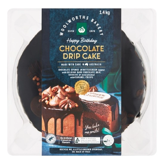 Woolworths Chocolate Birthday Drip Cake 1.4 kg