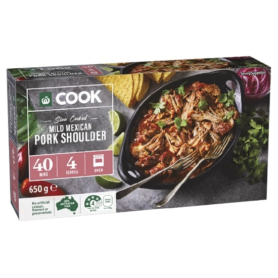 Woolworths COOK Slow Cooked Mild Mexican Pork Shoulder 650g