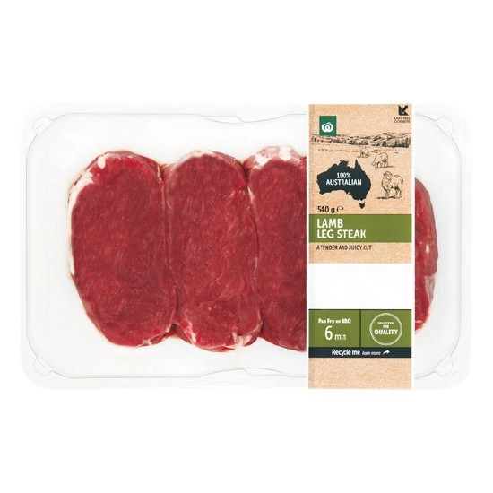 Woolworths Lamb Leg Steak 540g