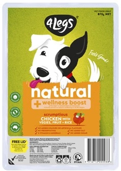 4 Legs Natural + Wellness Boost Meatballs Dog Food Trays 870g