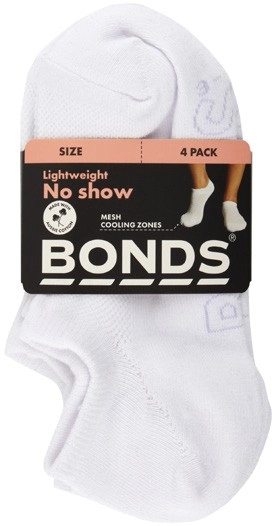 Bonds Women's Logo Light No Show 4 Pack