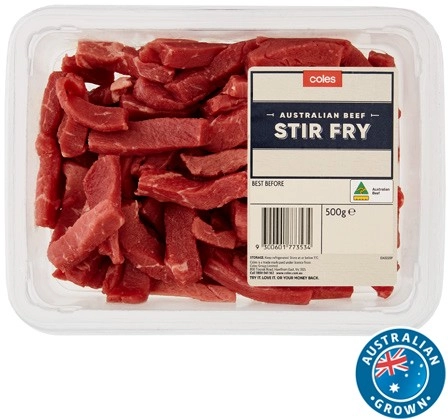 Coles Australian No Added Hormones Beef Stir Fry 500g