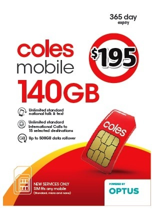 Coles Mobile $195 Prepaid SIM Kit